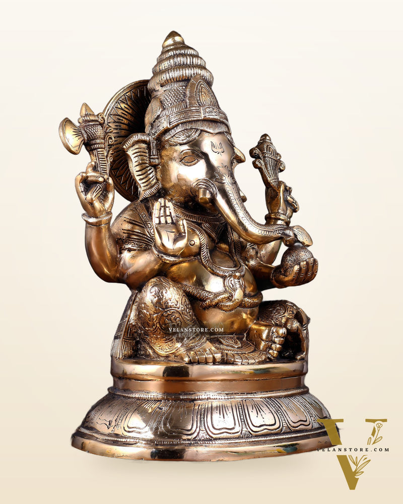 Pure Brass Ganesha Statue – 15 inch Tall