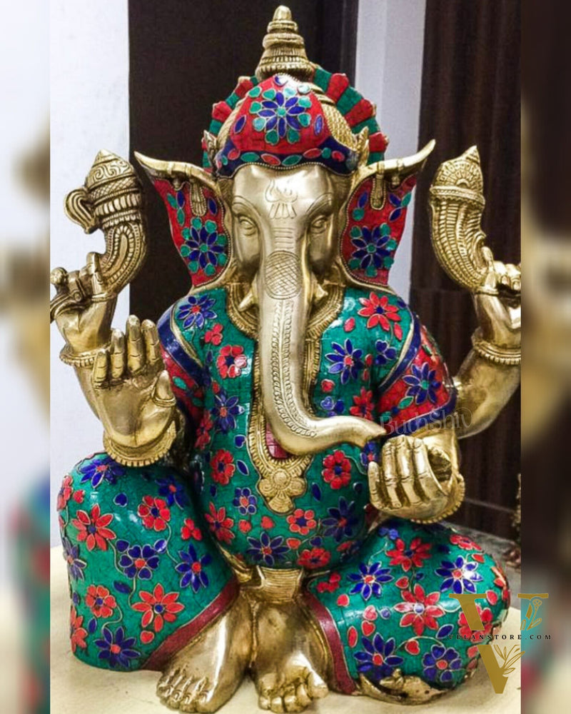 Pure Brass Ganesha Statue - 20 Inch