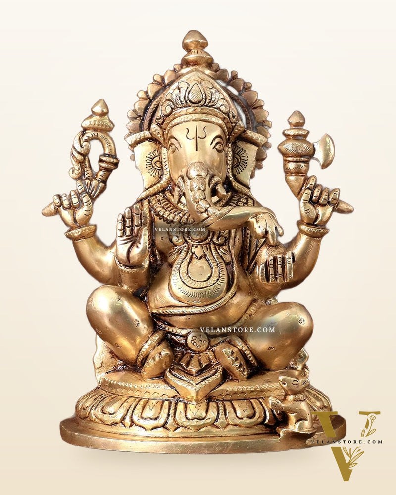 Pure Brass Ganesha statue - 7.5" Height