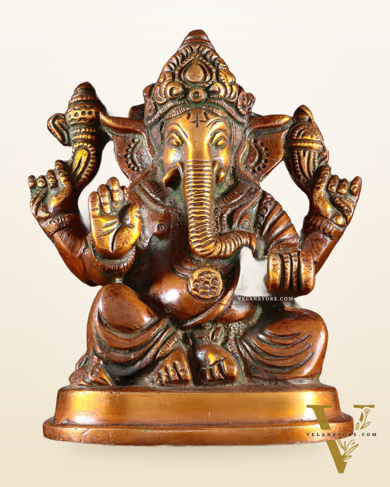 Pure Brass Ganesha Statue dual tone 5"