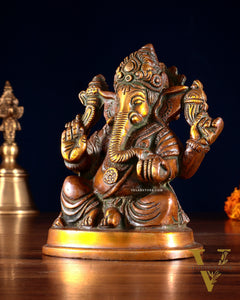 Pure Brass Ganesha Statue dual tone 5"