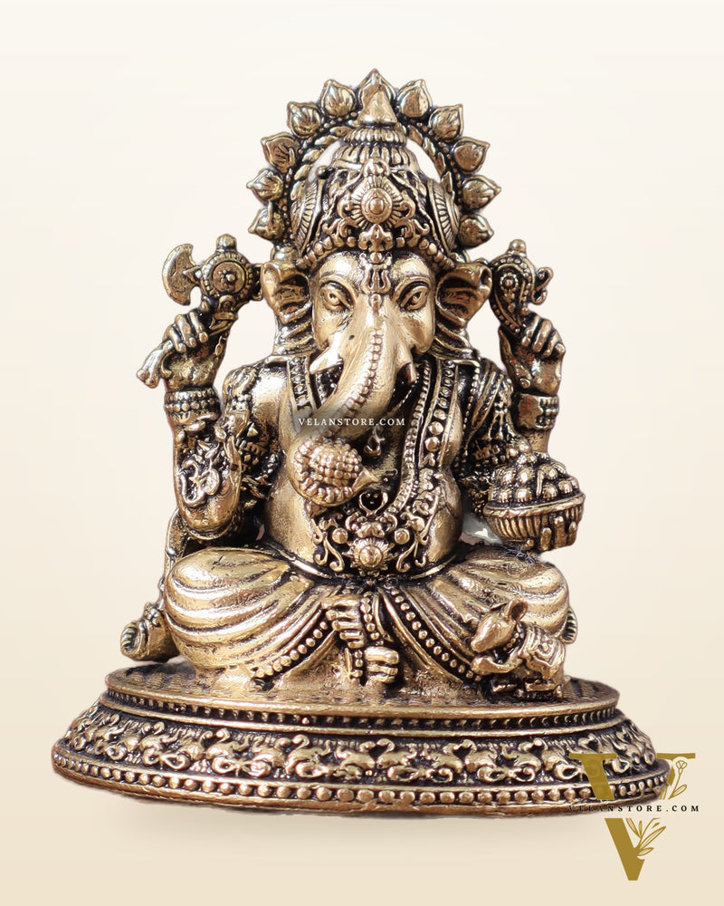 Pure Brass Ganesha superfine Idol 3"