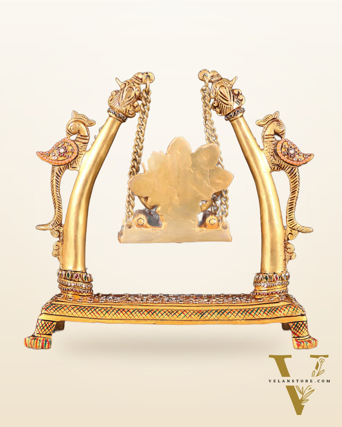 Pure Brass Ganesha Swing with Laakh Meenakari 10"