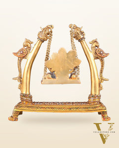 Pure Brass Ganesha Swing with Laakh Meenakari 10"