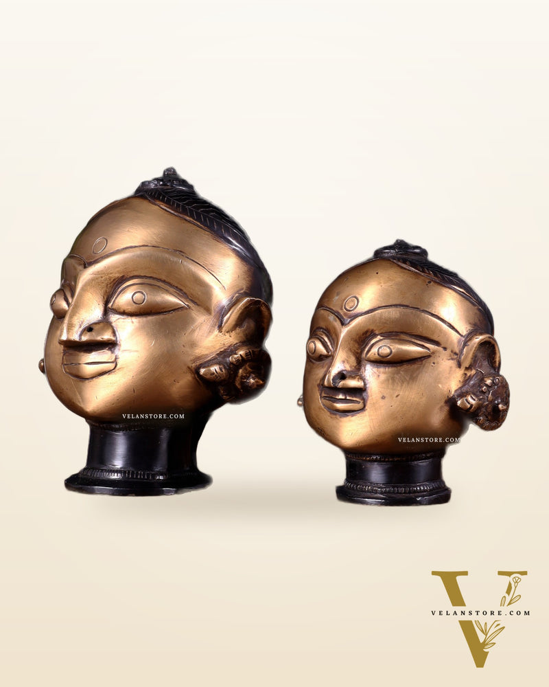 Pure Brass Gauri Face Pair – Vintage Finish