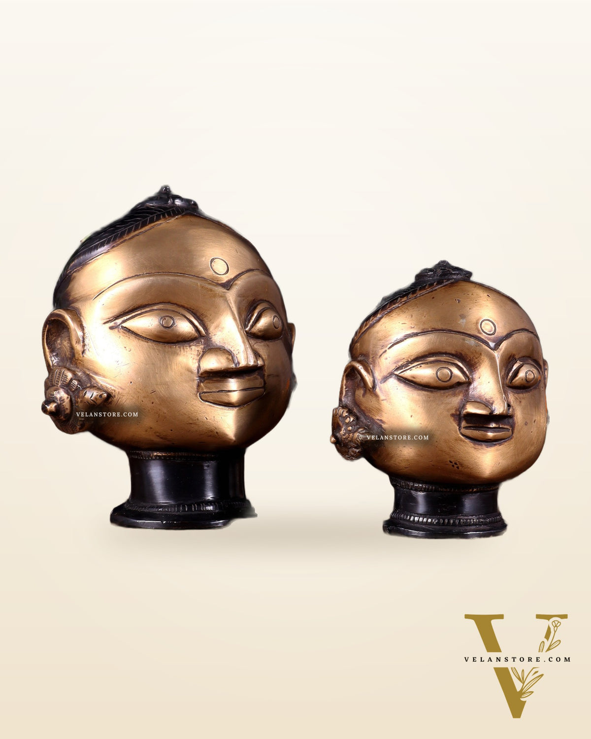 Pure Brass Gauri Face Pair – Vintage Finish