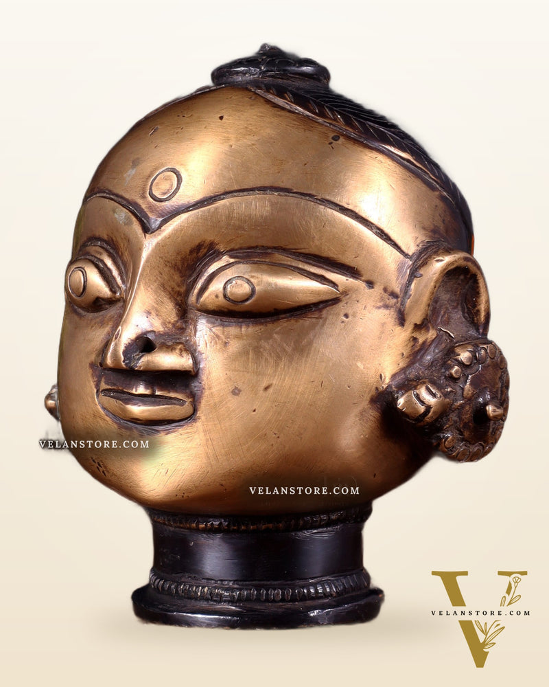 Pure Brass Gauri Face – Vintage Finish, 4.5"