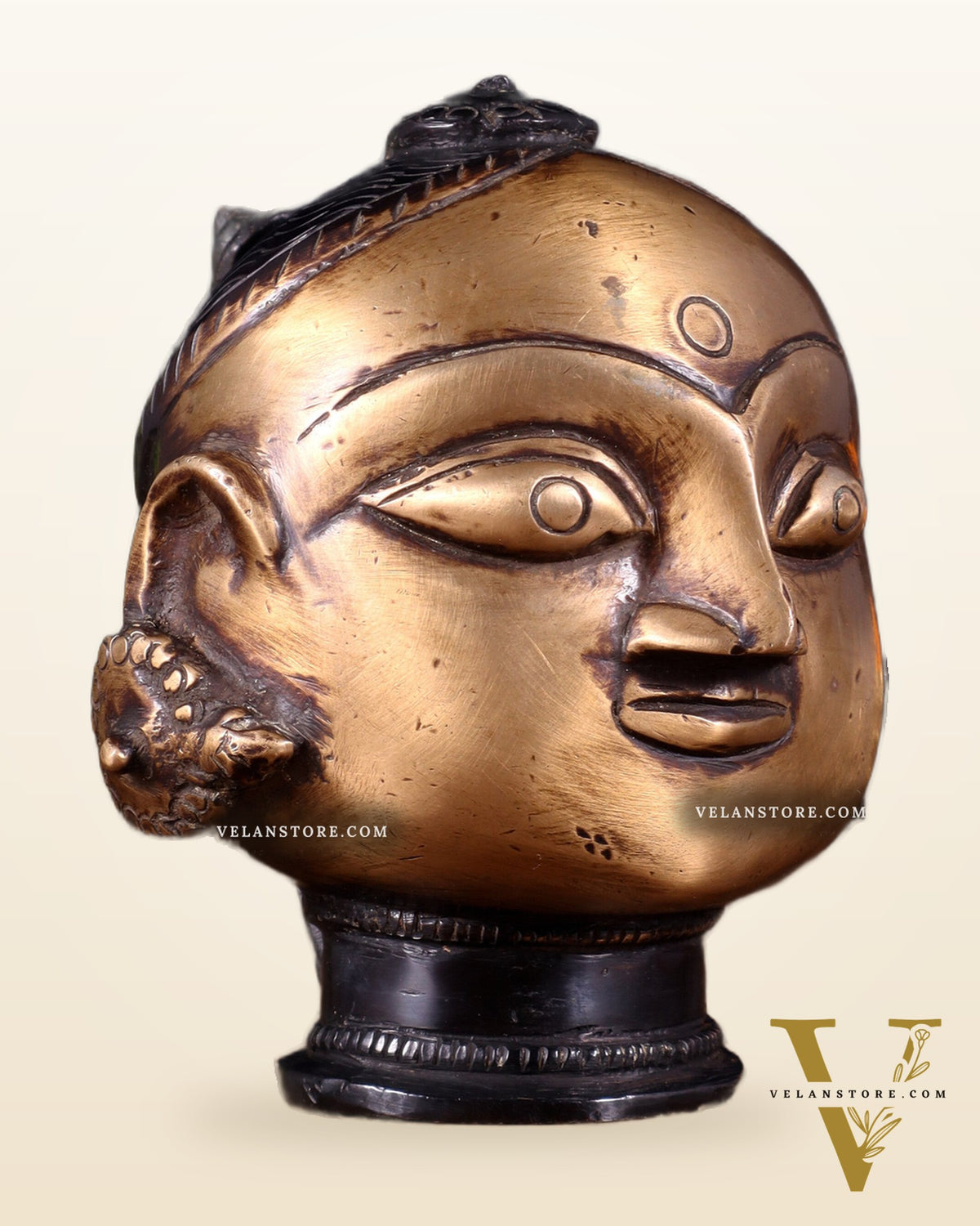 Pure Brass Gauri Face – Vintage Finish, 4.5"