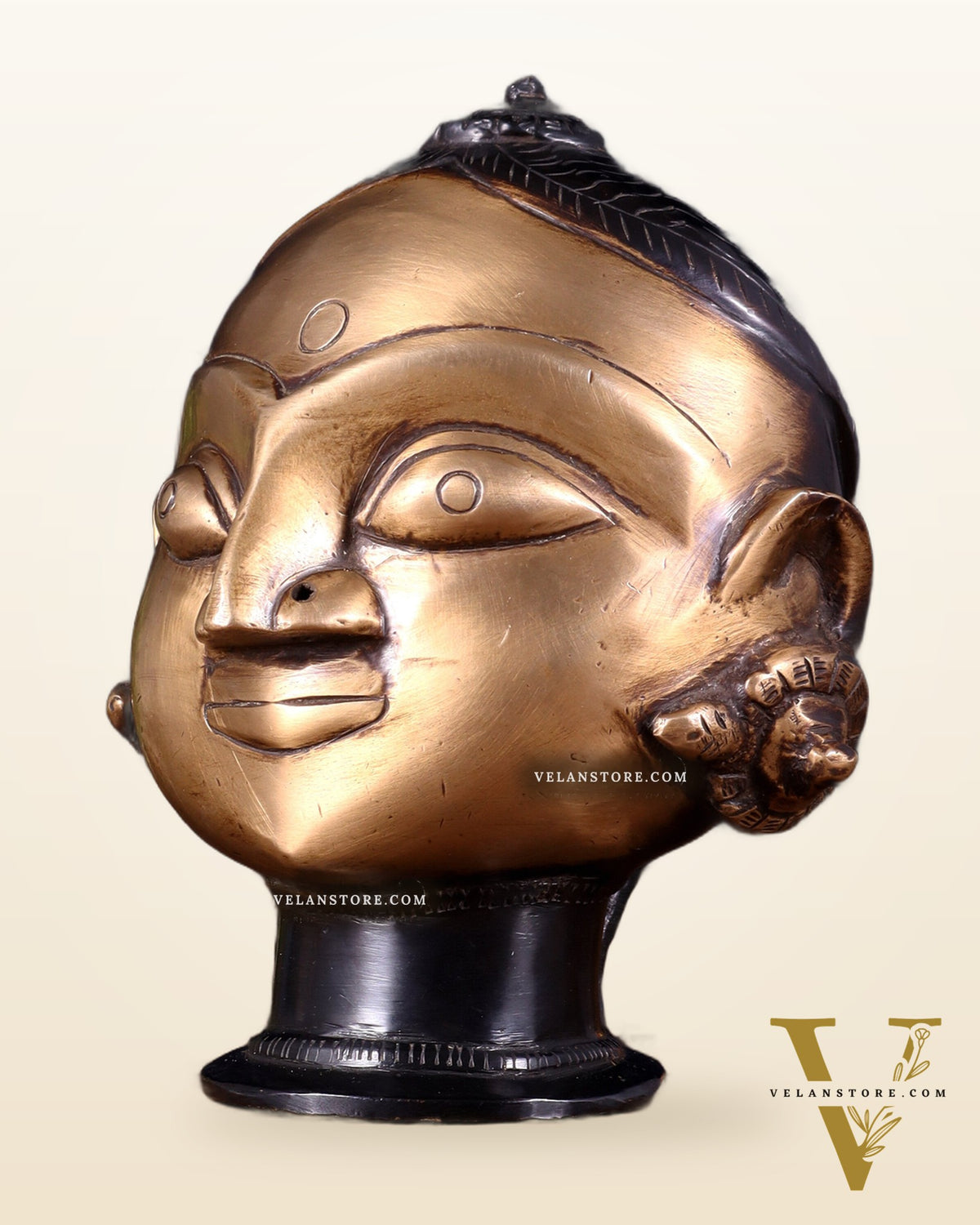 Pure Brass Gauri Face – Vintage Finish, 5.5"