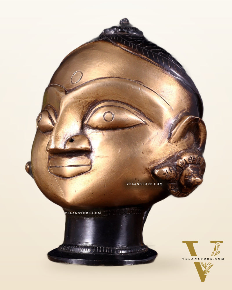 Pure Brass Gauri Face – Vintage Finish, 5.5"