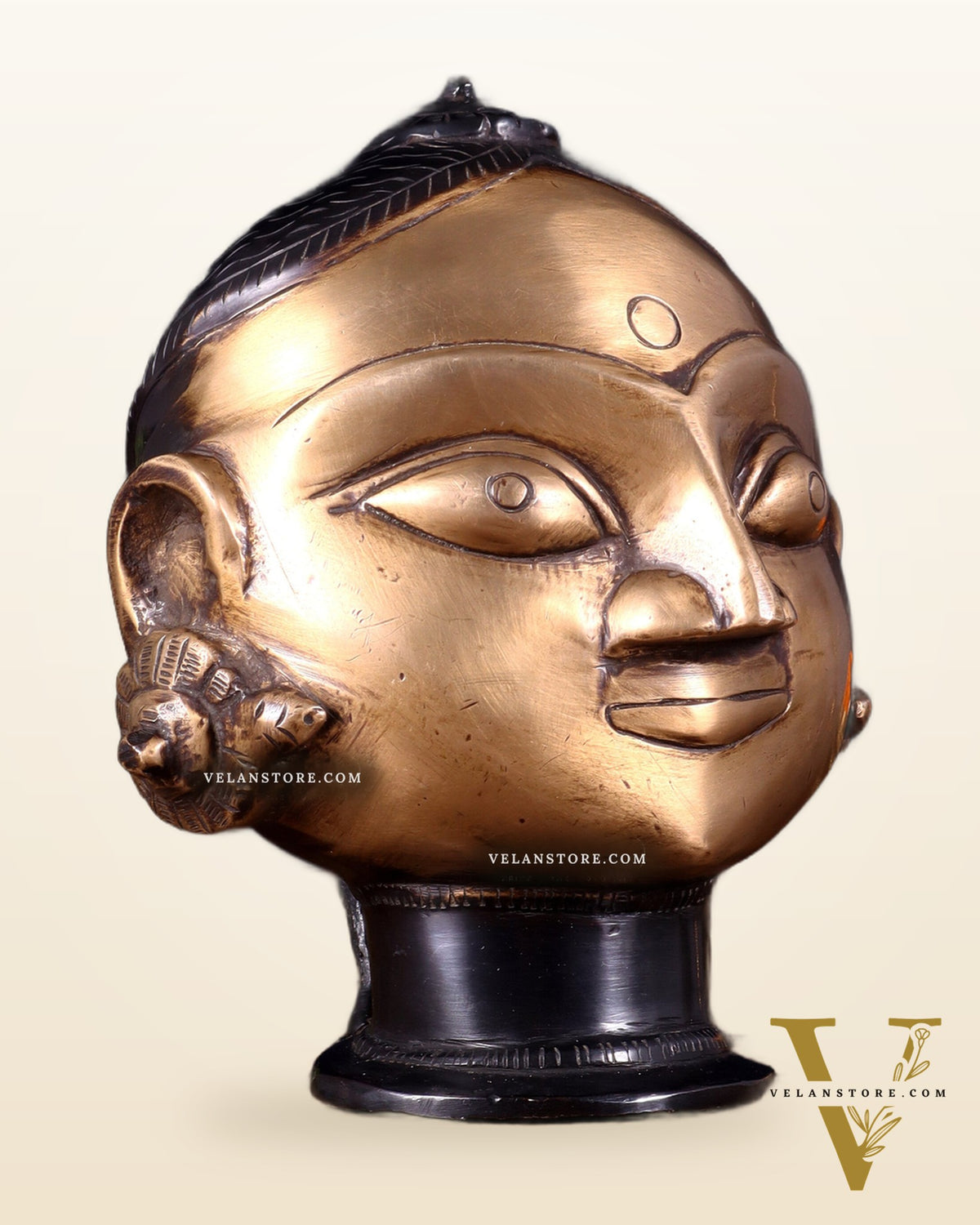 Pure Brass Gauri Face – Vintage Finish, 5.5"