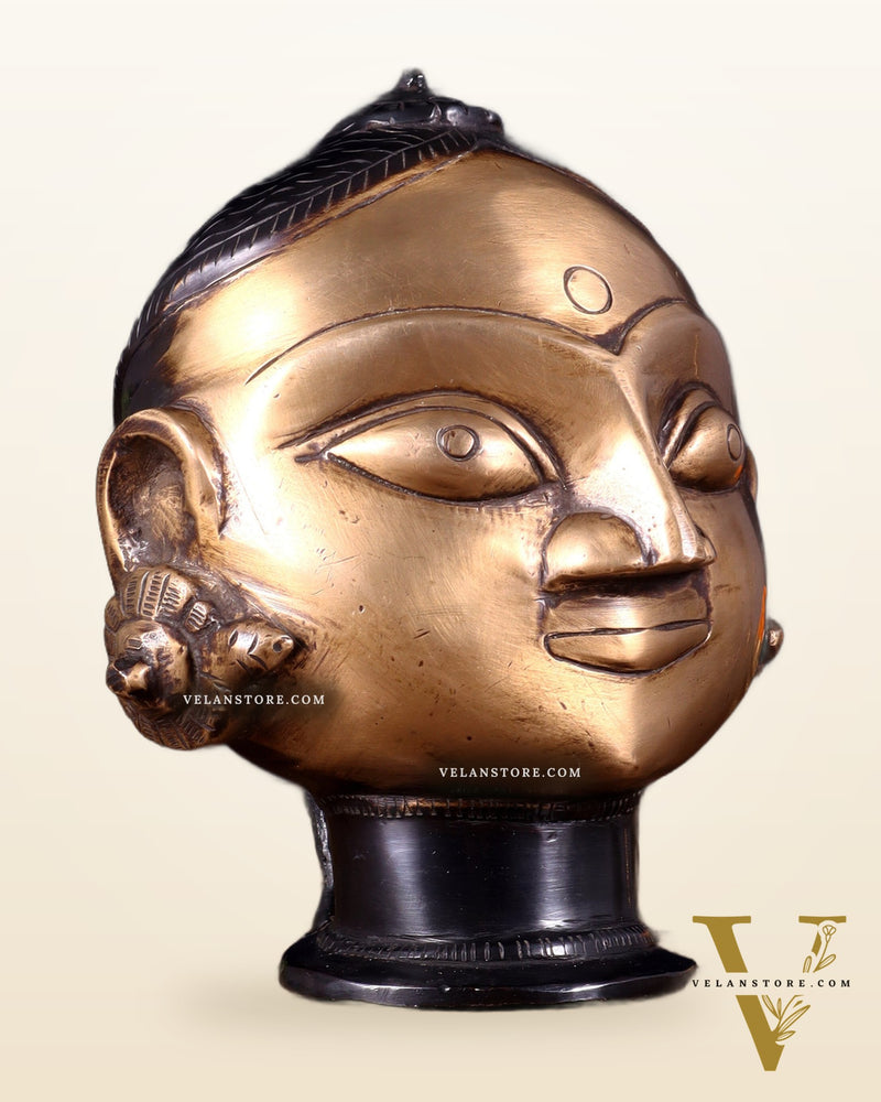 Pure Brass Gauri Face – Vintage Finish, 5.5"
