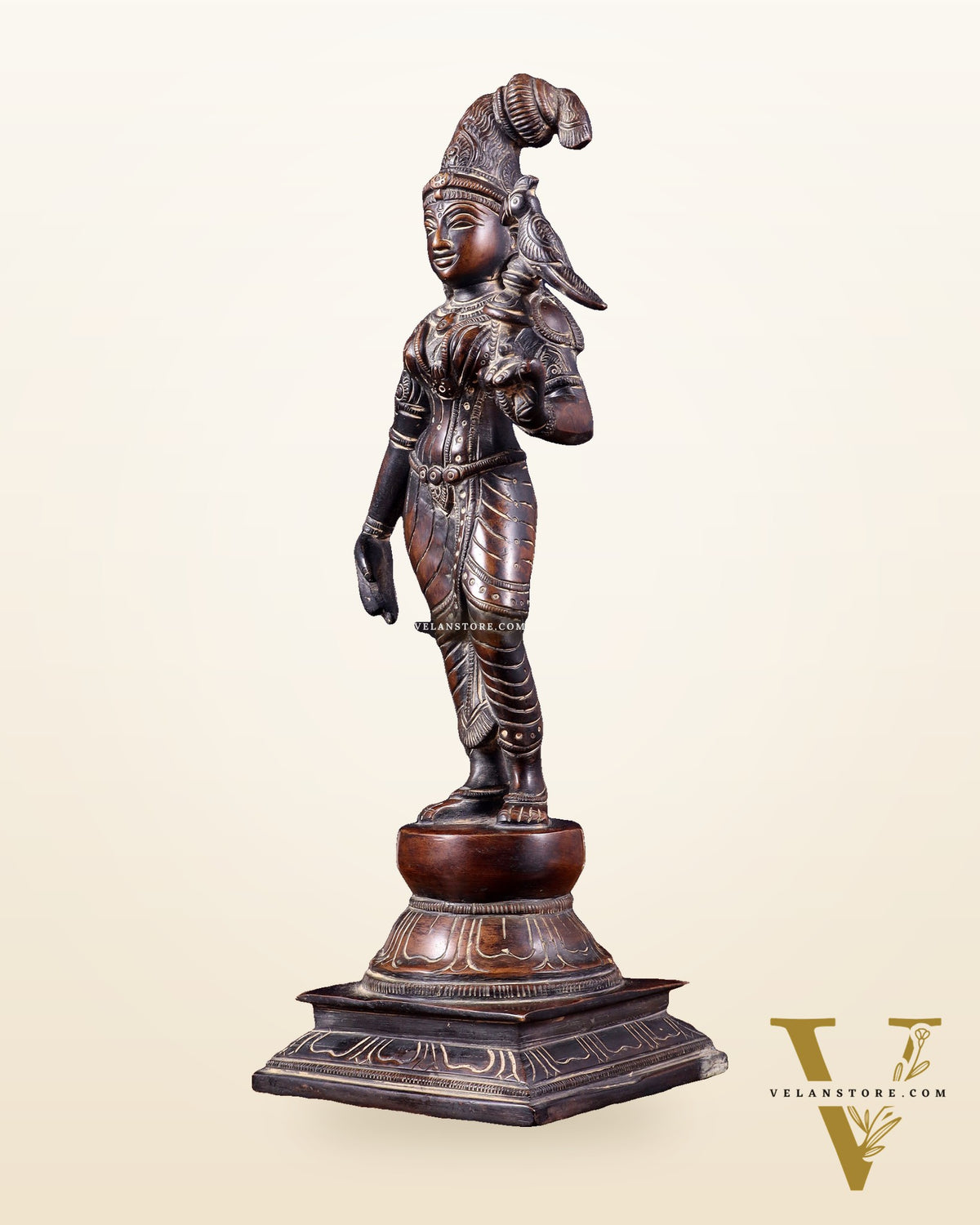 Pure Brass Goda devi Andal with Parrot Idol 12"