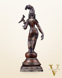 Pure Brass Goda devi Andal with Parrot Idol 12"