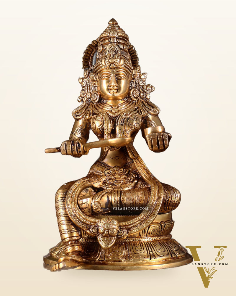 Pure Brass Goddess Annapoorna Idol – 10 Inch