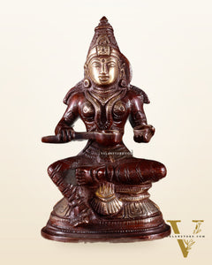 Pure Brass Goddess Annapurna Devi Idol – dual Tone 5"