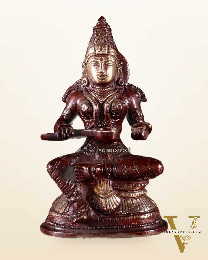 Pure Brass Goddess Annapurna Devi Idol – dual Tone 5"