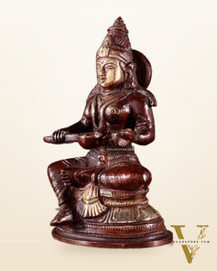 Pure Brass Goddess Annapurna Devi Idol – dual Tone 5"