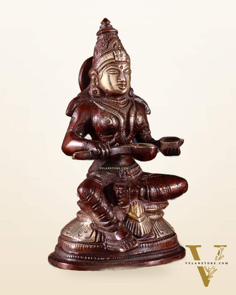 Pure Brass Goddess Annapurna Devi Idol – dual Tone 5"