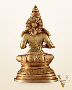 Pure Brass Goddess Annapurna Devi Idol – Golden Tone 5"