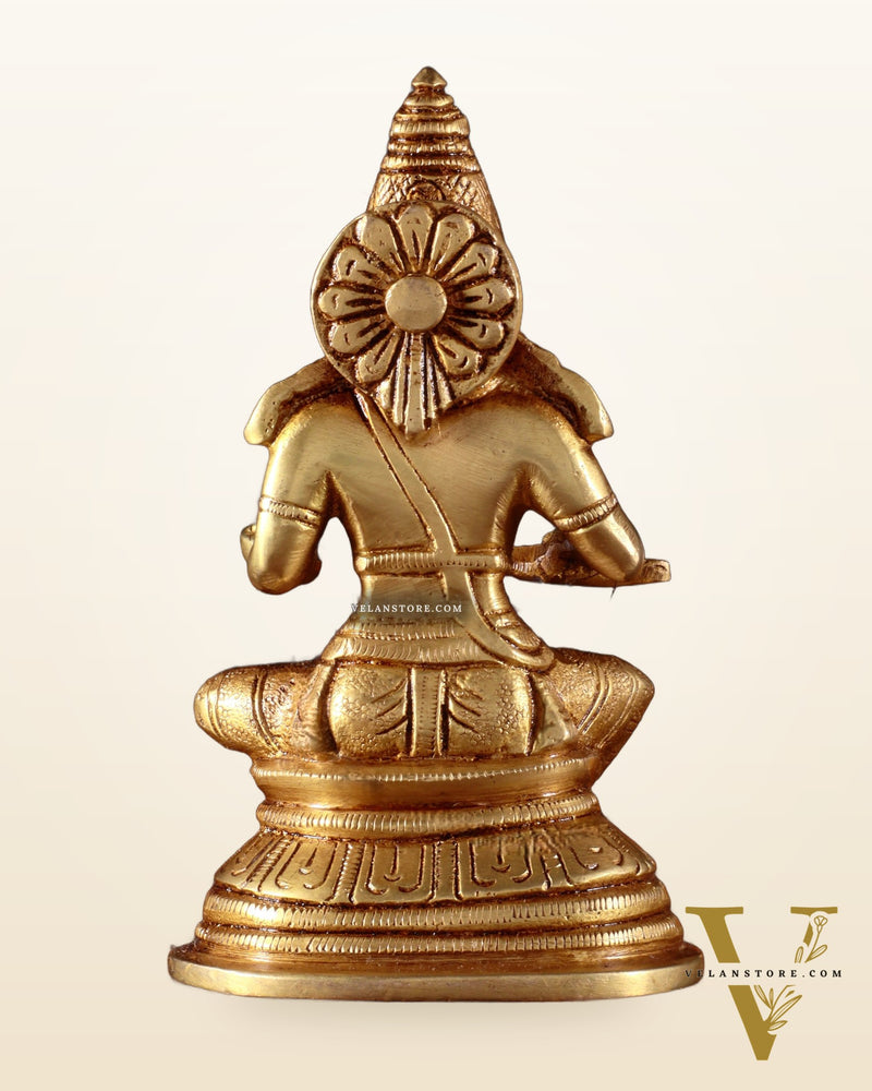 Pure Brass Goddess Annapurna Devi Idol – Golden Tone 5"