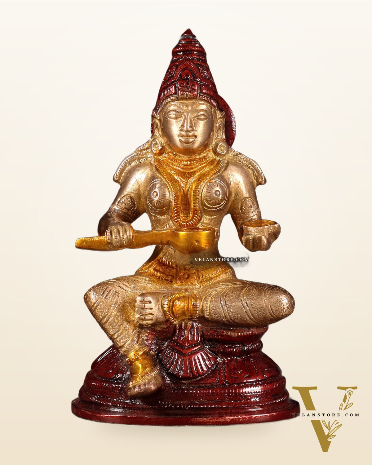 Pure Brass Goddess Annapurna Devi Idol – New tone 5"