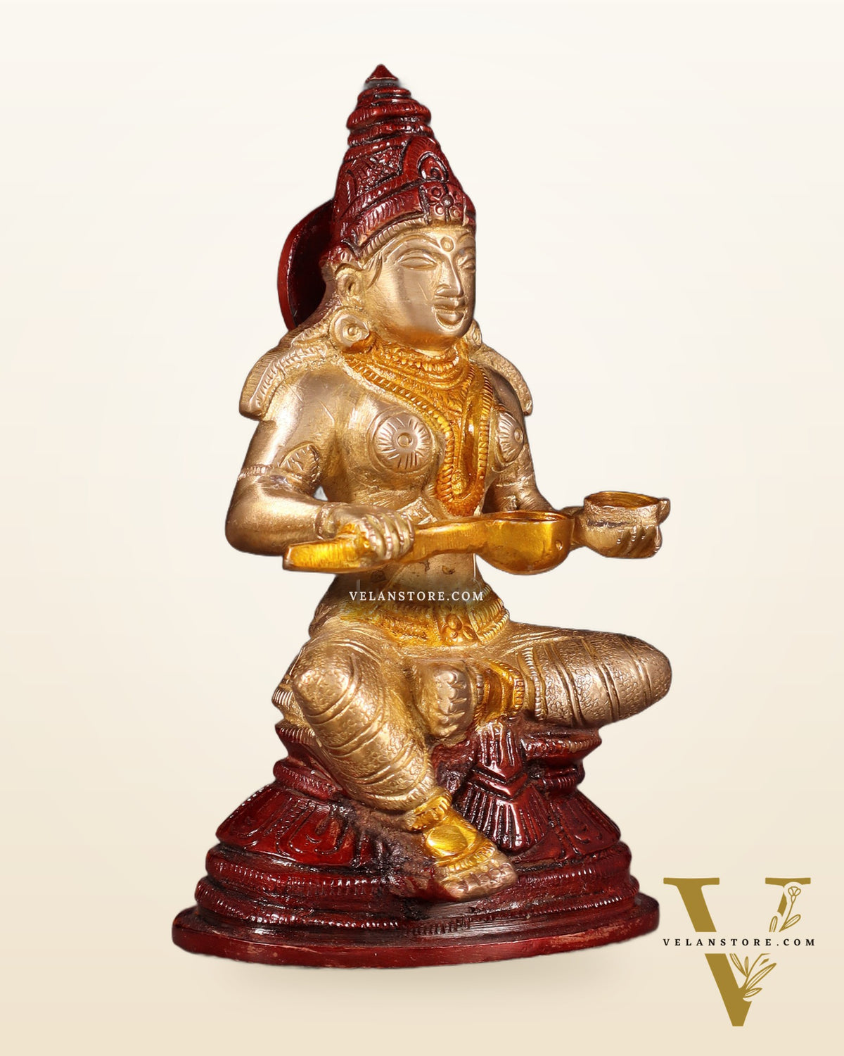 Pure Brass Goddess Annapurna Devi Idol – New tone 5"
