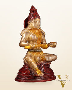 Pure Brass Goddess Annapurna Devi Idol – New tone 5"