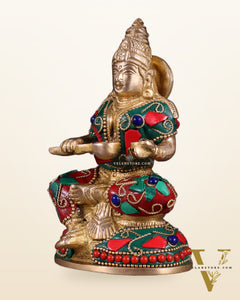 Pure Brass Goddess Annapurna Devi Idol – Stonework 5"