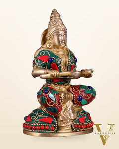 Pure Brass Goddess Annapurna Devi Idol – Stonework 5"