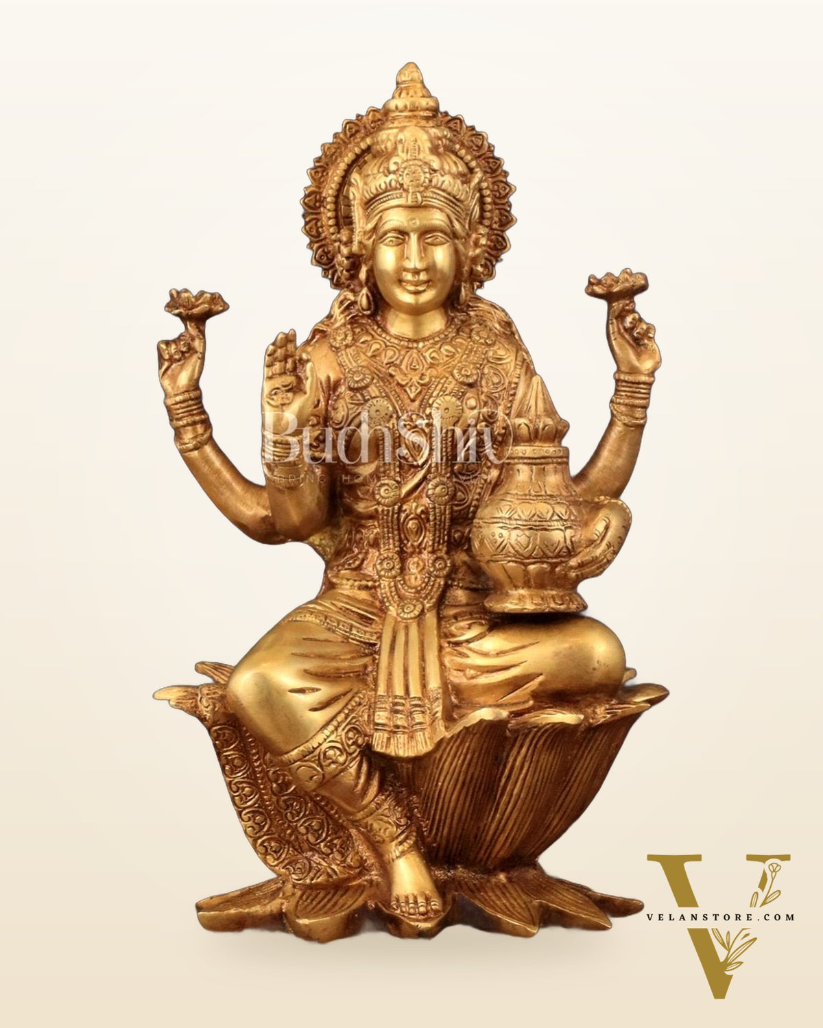 Pure Brass Goddess Dhan Lakshmi Idol - 12"