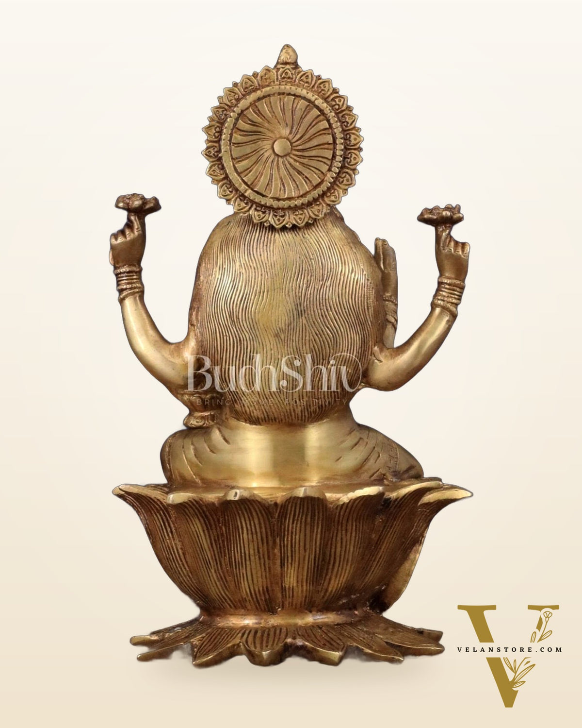 Pure Brass Goddess Dhan Lakshmi Idol - 12"