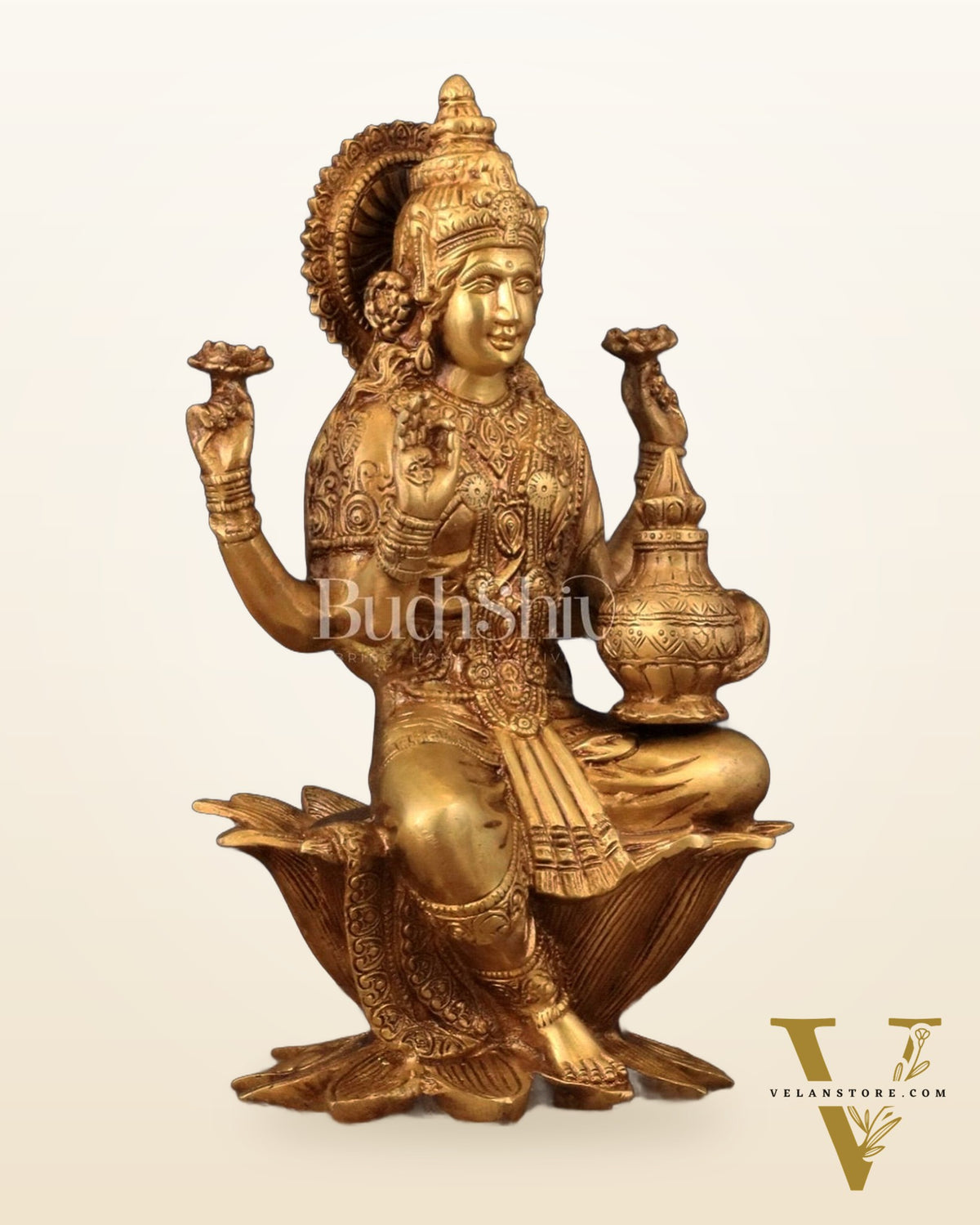 Pure Brass Goddess Dhan Lakshmi Idol - 12"