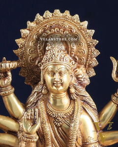 Pure Brass Goddess Durga Sherawali Mata on Tiger 12 inch