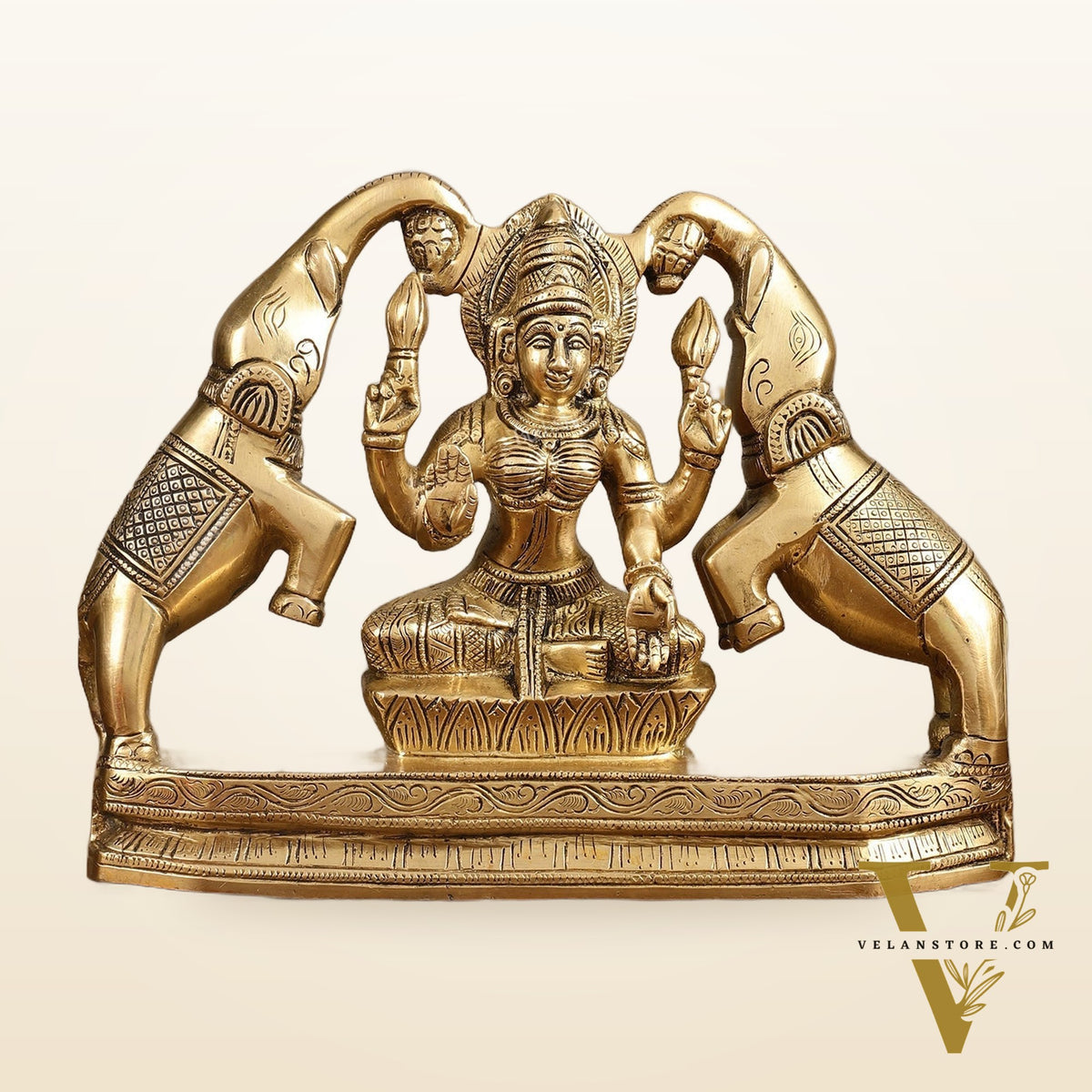 Pure Brass Goddess Gajalakshmi Idol - 7 Inches