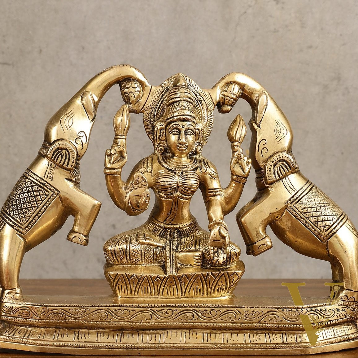 Pure Brass Goddess Gajalakshmi Idol - 7 Inches