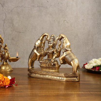 Pure Brass Goddess Gajalakshmi Idol - 7 Inches