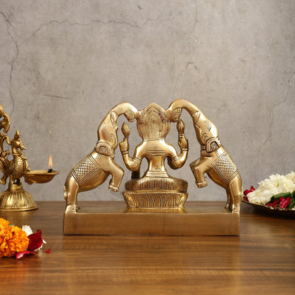 Pure Brass Goddess Gajalakshmi Idol - 7 Inches