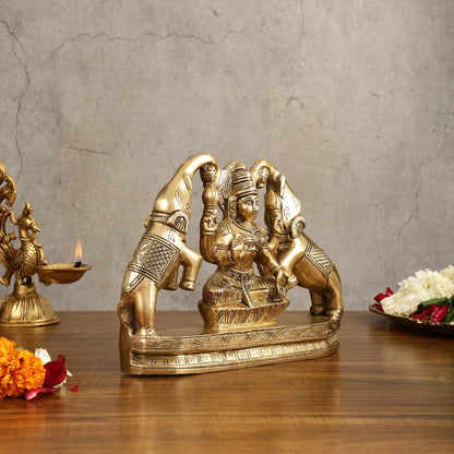 Pure Brass Goddess Gajalakshmi Idol - 7 Inches