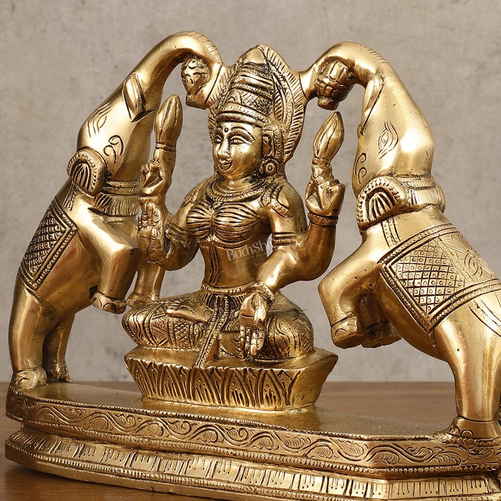 Pure Brass Goddess Gajalakshmi Idol - 7 Inches