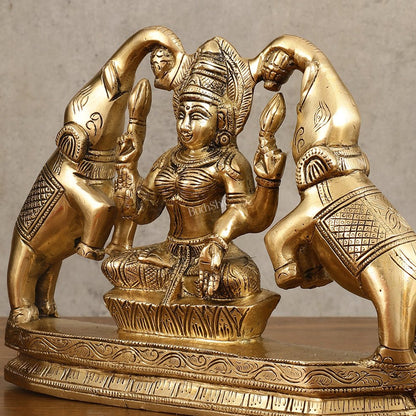 Pure Brass Goddess Gajalakshmi Idol - 7 Inches