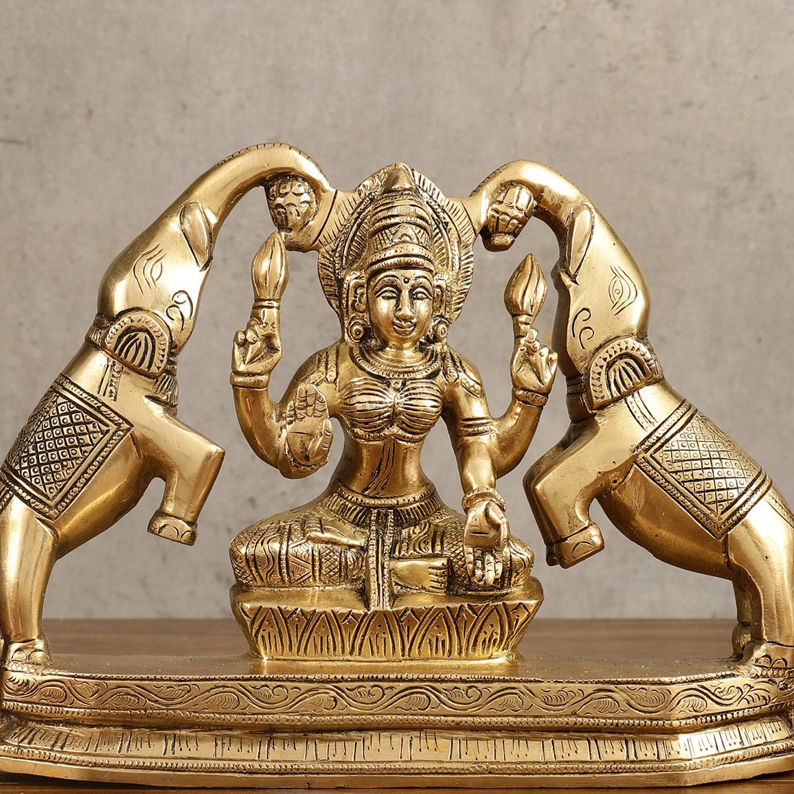 Pure Brass Goddess Gajalakshmi Idol - 7 Inches