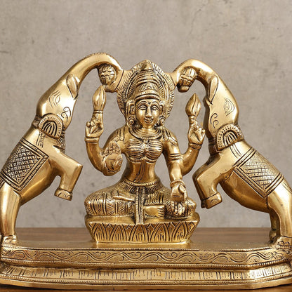 Pure Brass Goddess Gajalakshmi Idol - 7 Inches