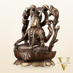 Pure Brass Goddess Gajalakshmi Idol - Double Chola Finish | 12"