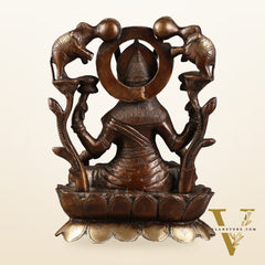 Pure Brass Goddess Gajalakshmi Idol - Double Chola Finish | 12"