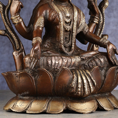Pure Brass Goddess Gajalakshmi Idol - Double Chola Finish | 12"
