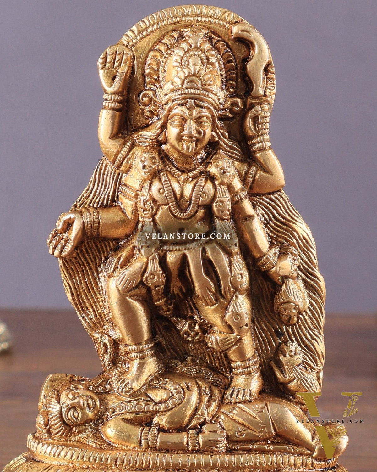 Pure Brass Goddess Kali Ma Idol 5"