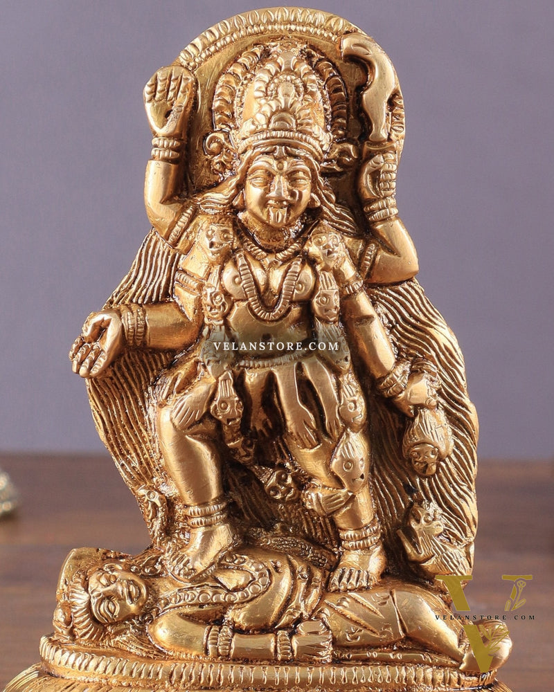 Pure Brass Goddess Kali Ma Idol 5"