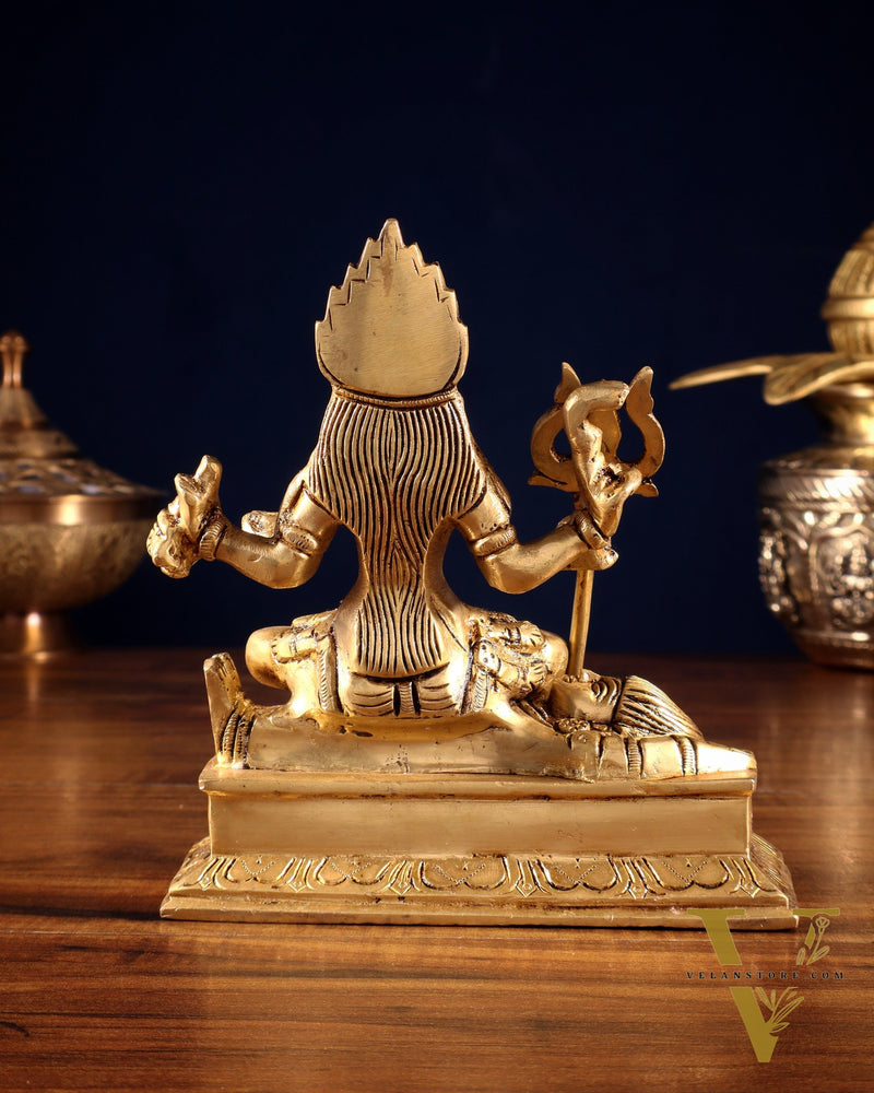 Pure Brass Goddess Kali Sitting Statue 6"
