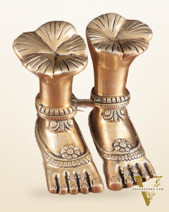 Pure Brass Goddess Lakshmi Charan (Holy Feet) Idol